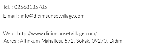 Sunset Village Apart telefon numaralar, faks, e-mail, posta adresi ve iletiim bilgileri